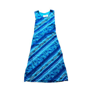 Vintage Y2K Womens Maxi Dress Size XL Blue Paisley Fairy Boho Resort Vacation